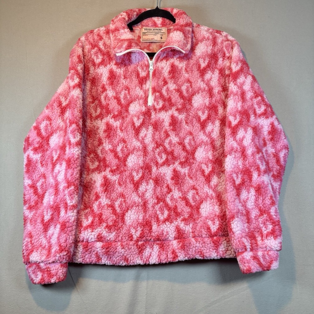 Seven Apparel Womens Fleece Quarter Zip Small Pink Jacket Top‎